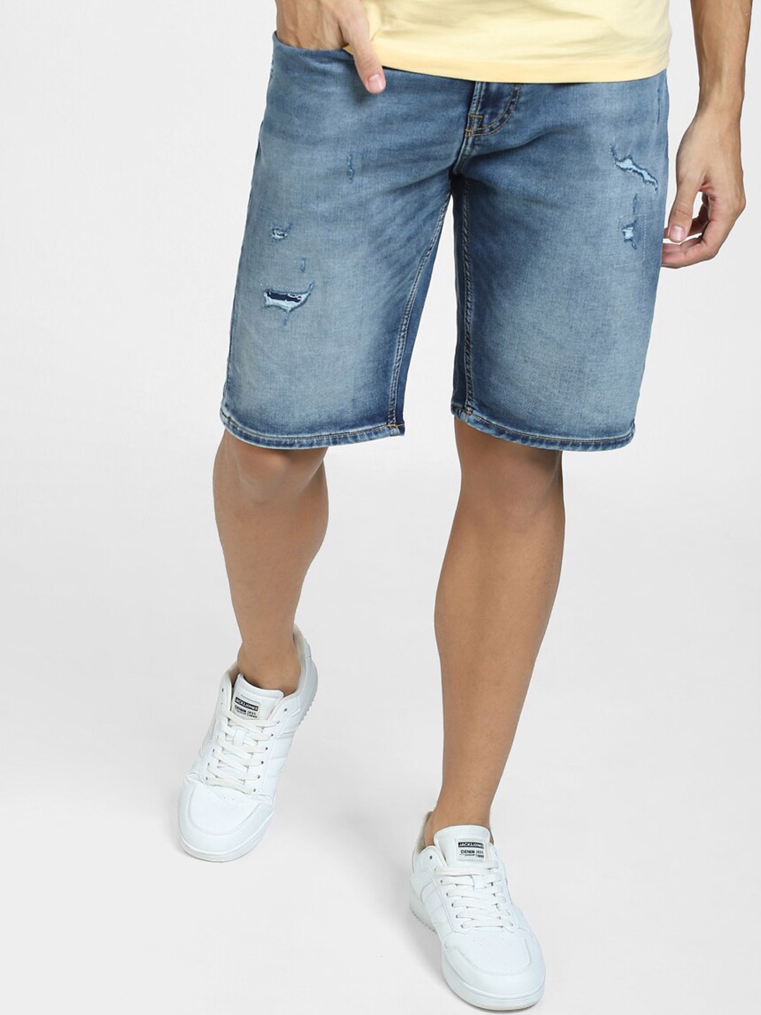 

Jack & Jones Men Mid-Rise Below Knee Cotton Shorts, Blue