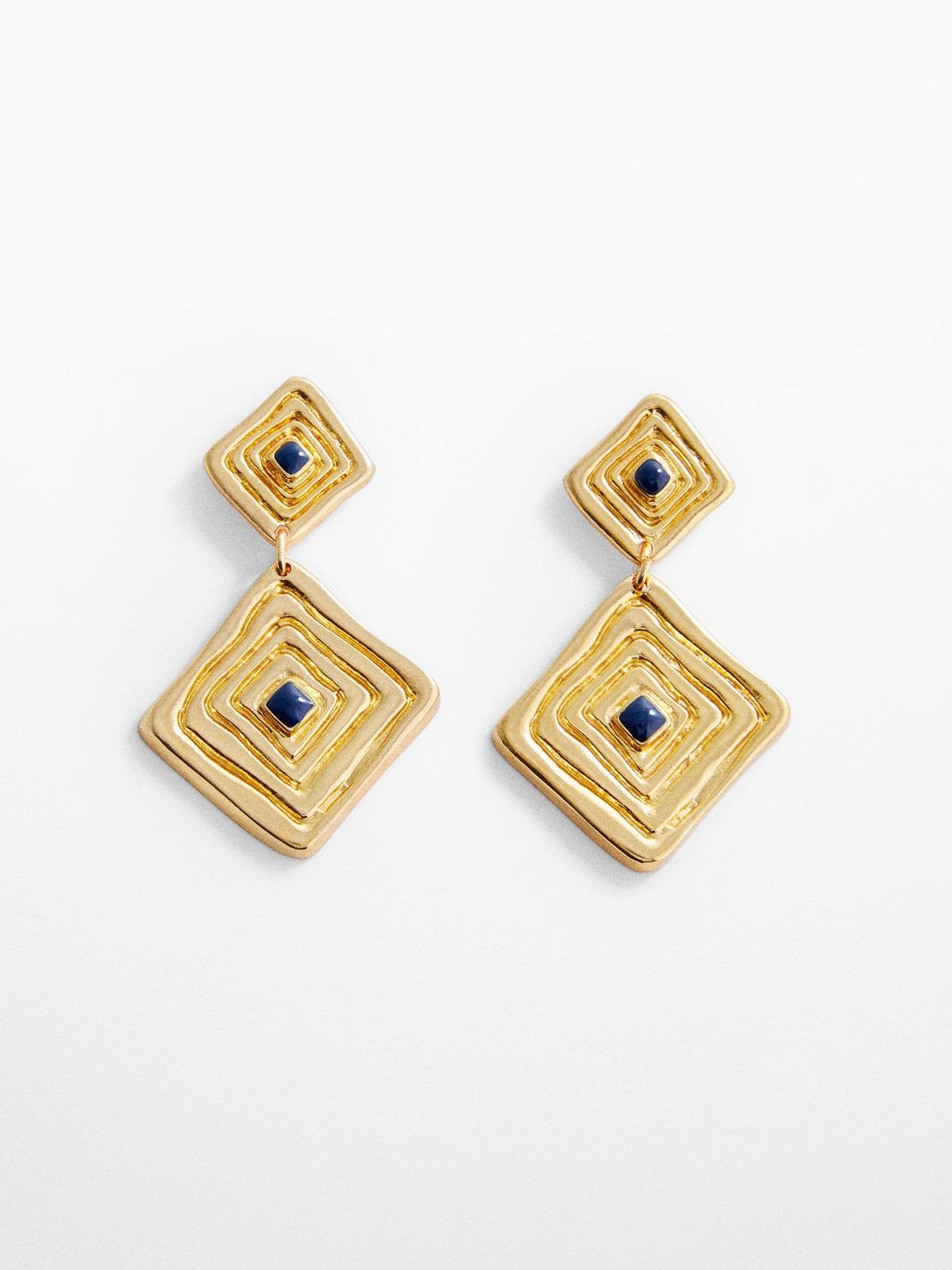 

MANGO Enamelled Square Drop Earrings, Gold