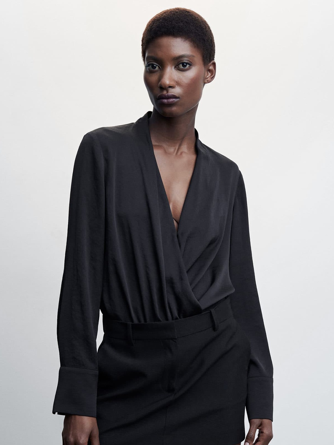 

MANGO Wrap Top, Black