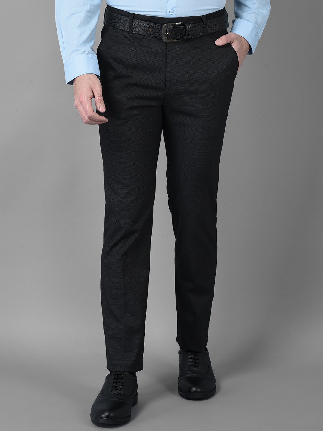 

Canary London Men Smart Slim Fit Wrinkle Free Formal Trousers, Black