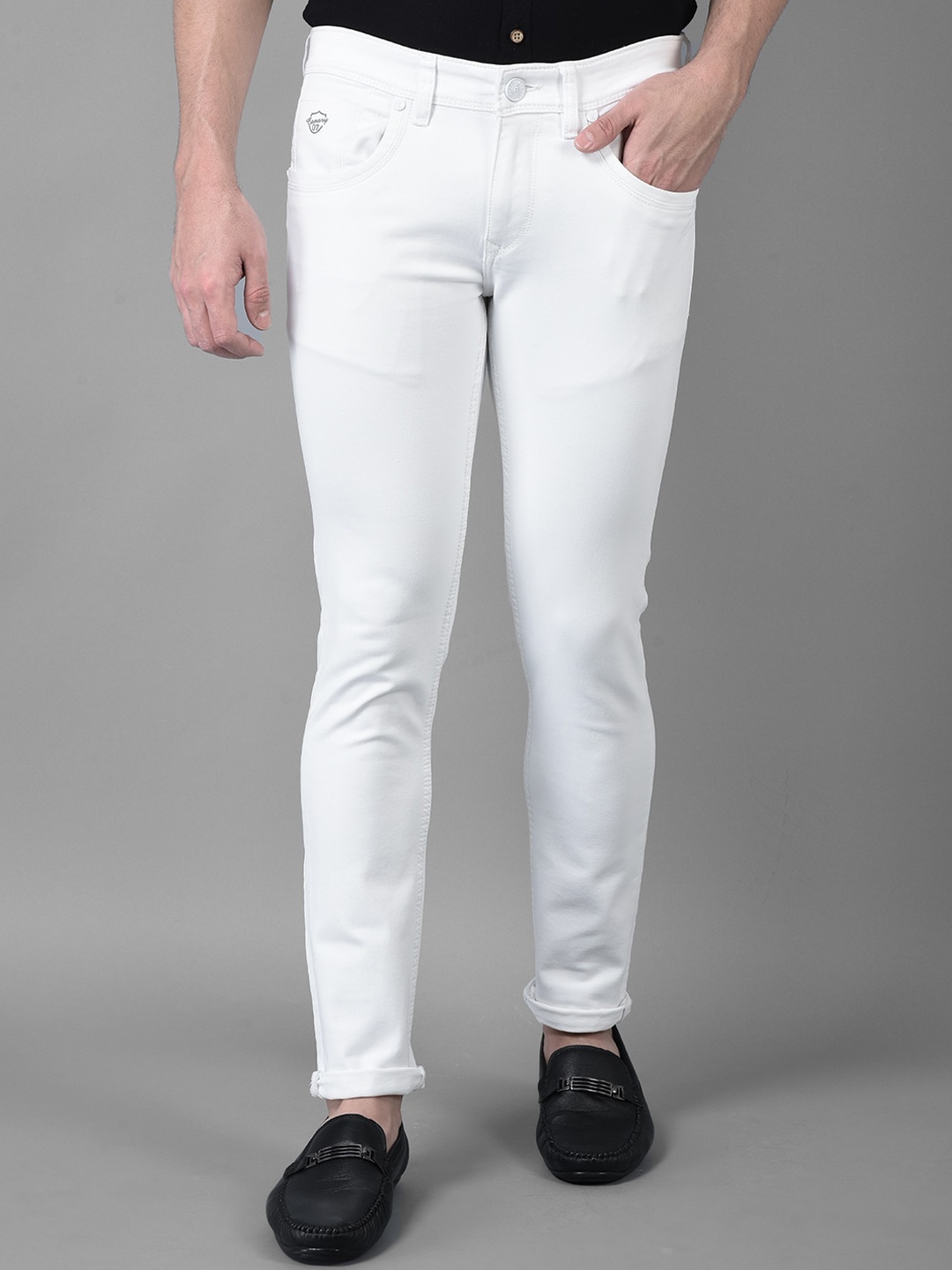 

Canary London Men Smart Skinny Fit Low-Rise Stretchable Jeans, White