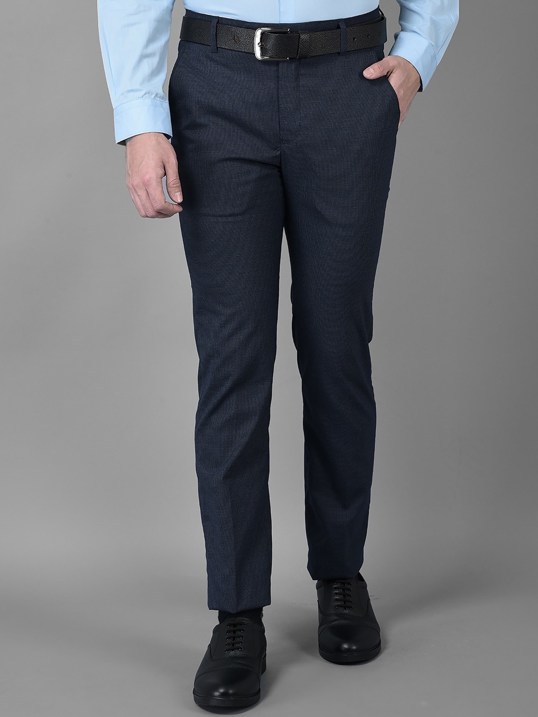 

Canary London Men Smart Slim Fit Wrinkle Free Formal Trousers, Navy blue