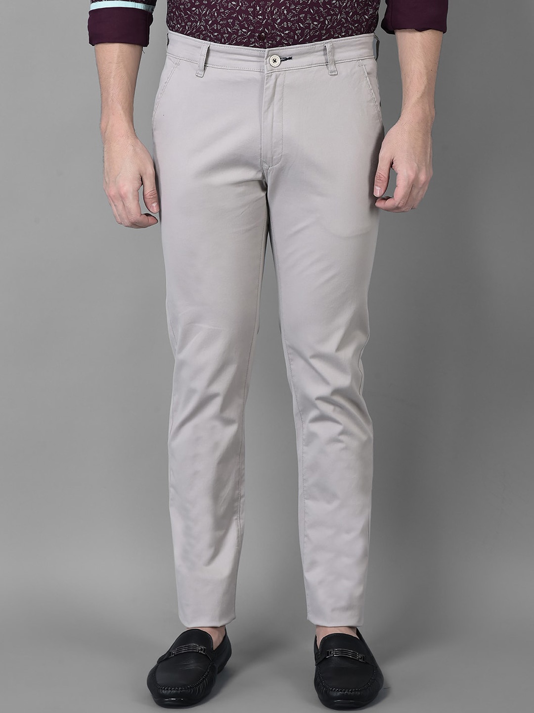 

Canary London Men Slim Fit Wrinkle Free Mid-Rise Chinos Trousers, Grey