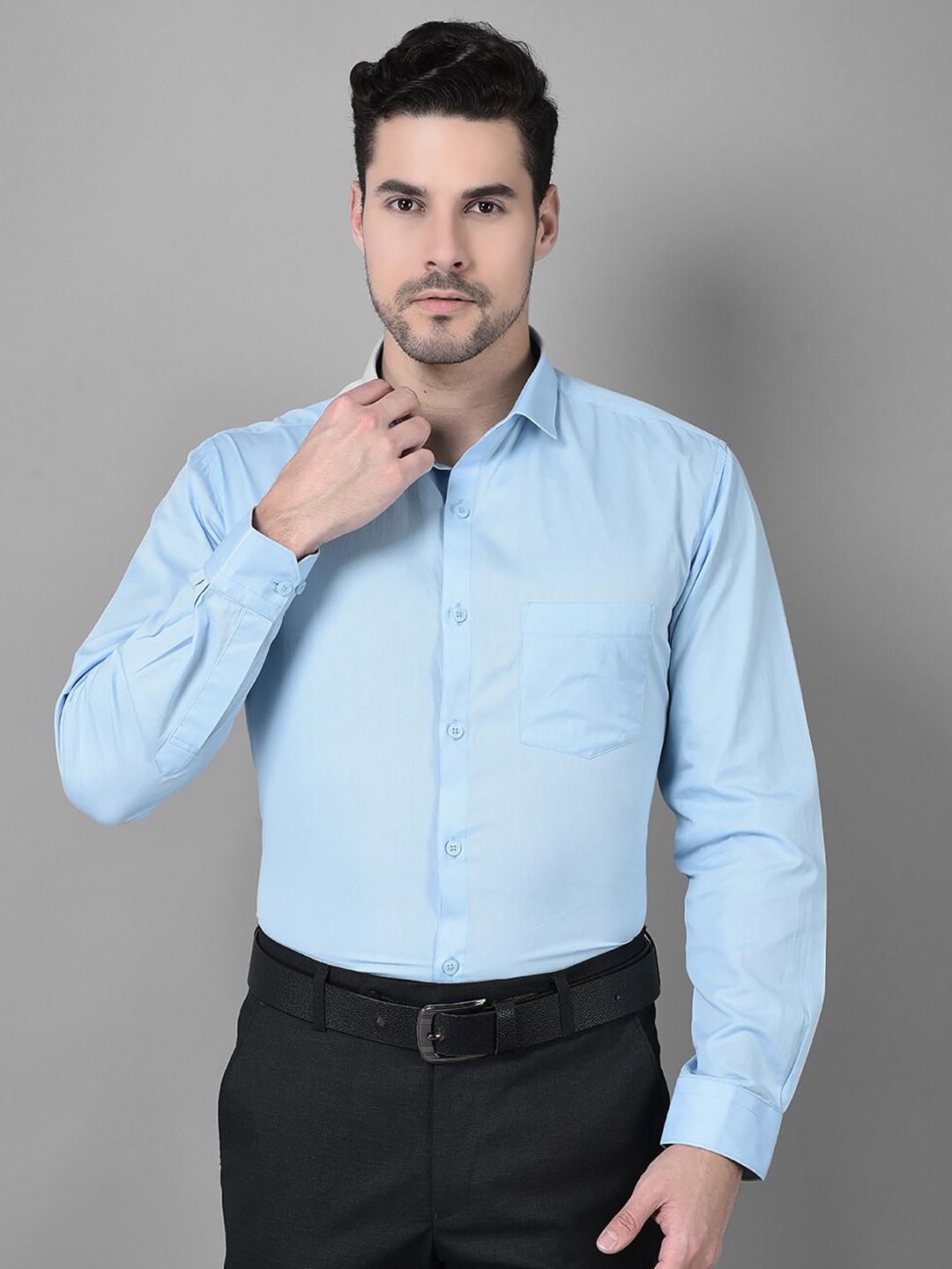 

Canary London Smart Slim Fit Spread Collar Satin Formal Shirt, Turquoise blue