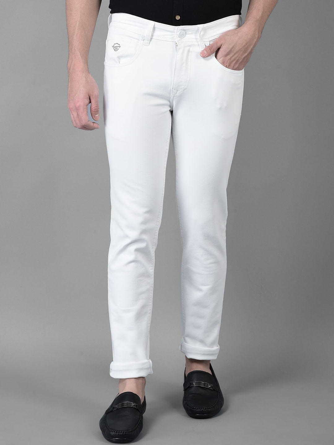 

Canary London Men Smart Slim Fit Low-Rise Stretchable Jeans, White