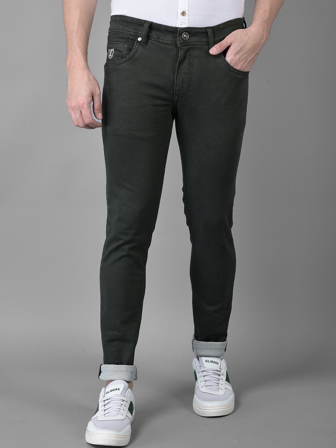 

Canary London Men Smart Skinny Fit Low-Rise Stretchable Jeans, Olive