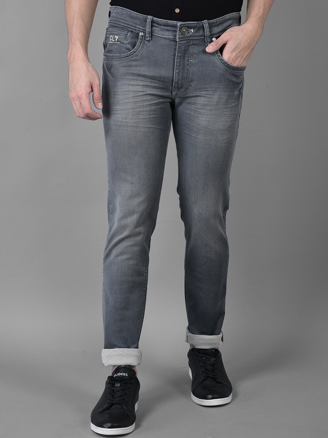

Canary London Men Smart Skinny Fit Low-Rise Heavy Fade Stretchable Jeans, Grey