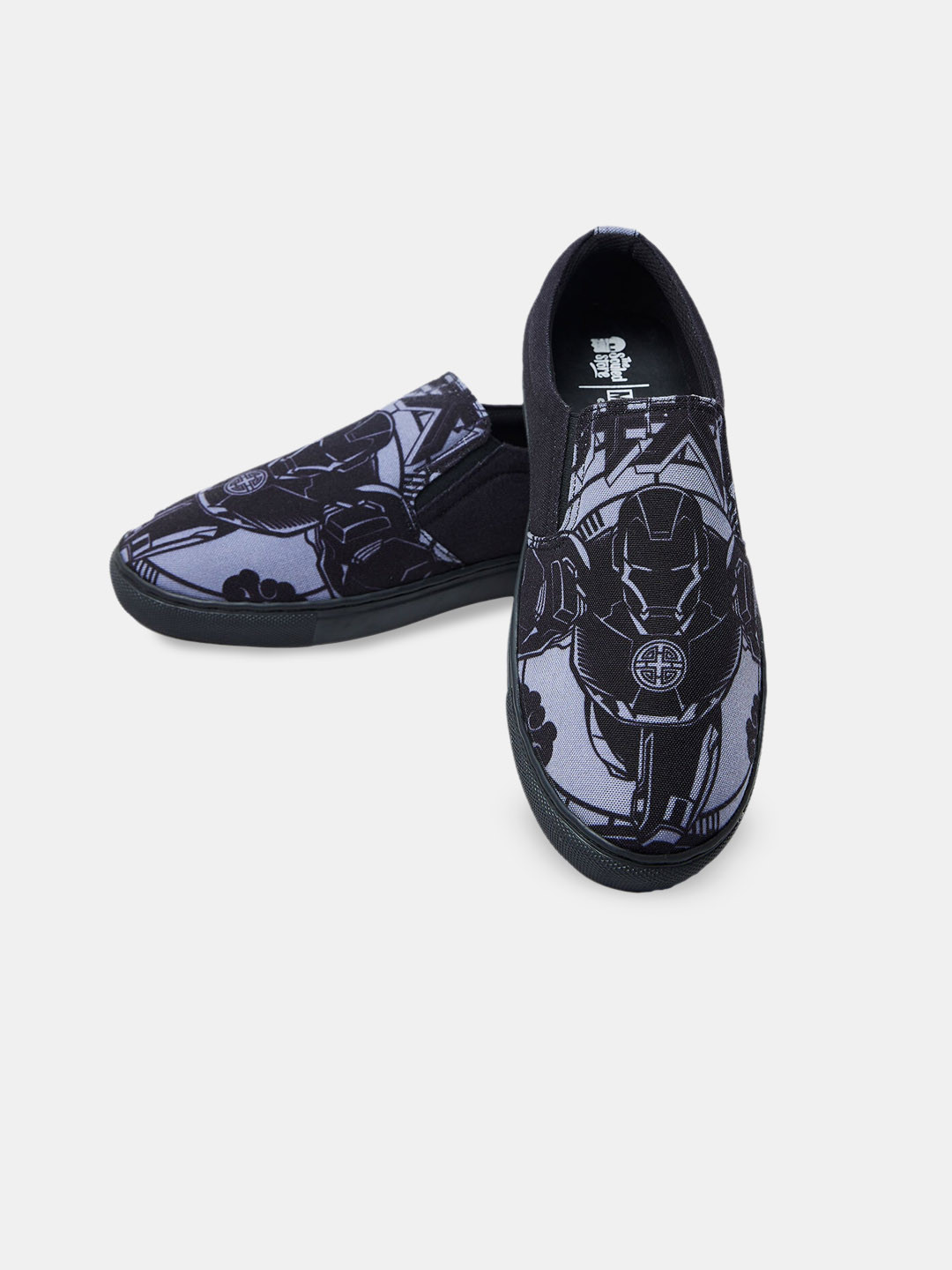 

The Souled Store Men Iron Man Printed Comfort Insole Canvas Slip-On Sneakers, Grey