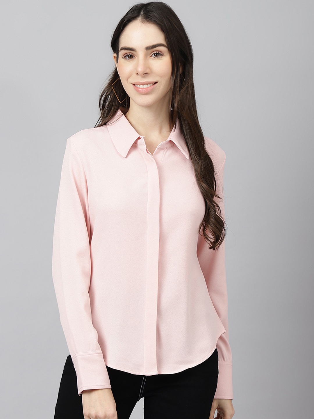 

Xpose Spread Collar Comfort Fit Casual Shirt, Pink
