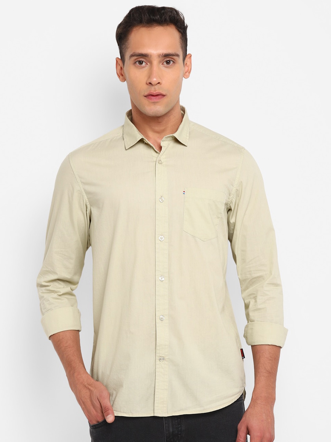 

Red Chief Slim Fit Cotton Casual Shirt, Beige