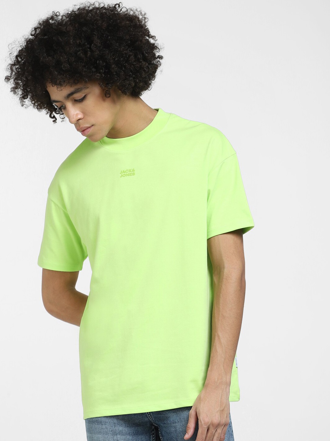 

Jack & Jones Men Pure Cotton Oversized T-shirt, Green