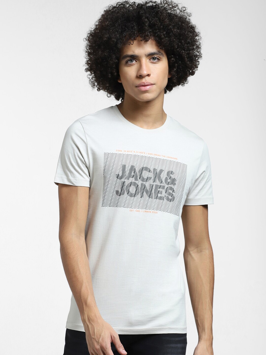 

Jack & Jones Men Printed Slim Fit T-shirt, Grey