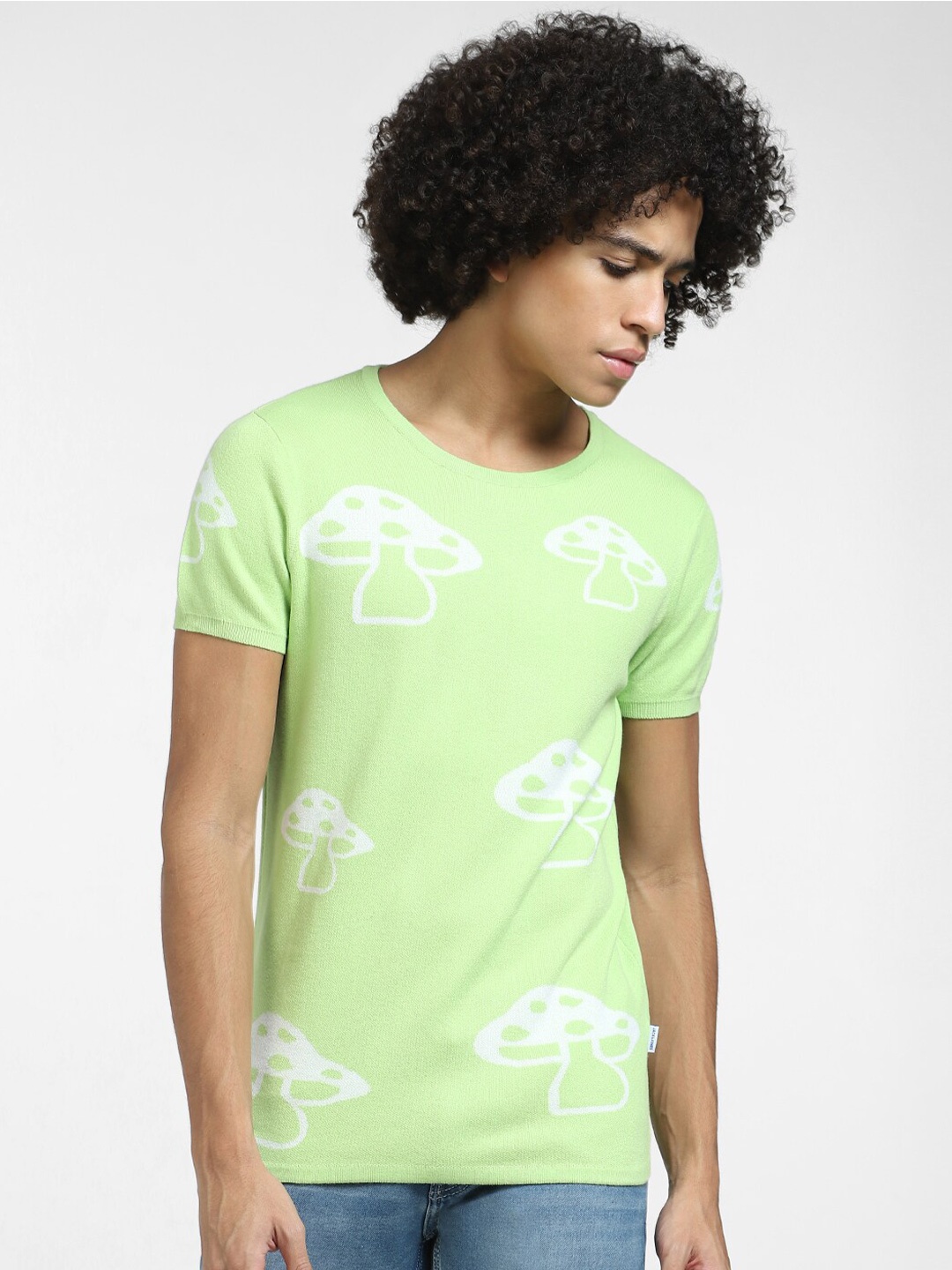 

Jack & Jones Graphic Printed Cotton Slim Fit T-shirt, Green
