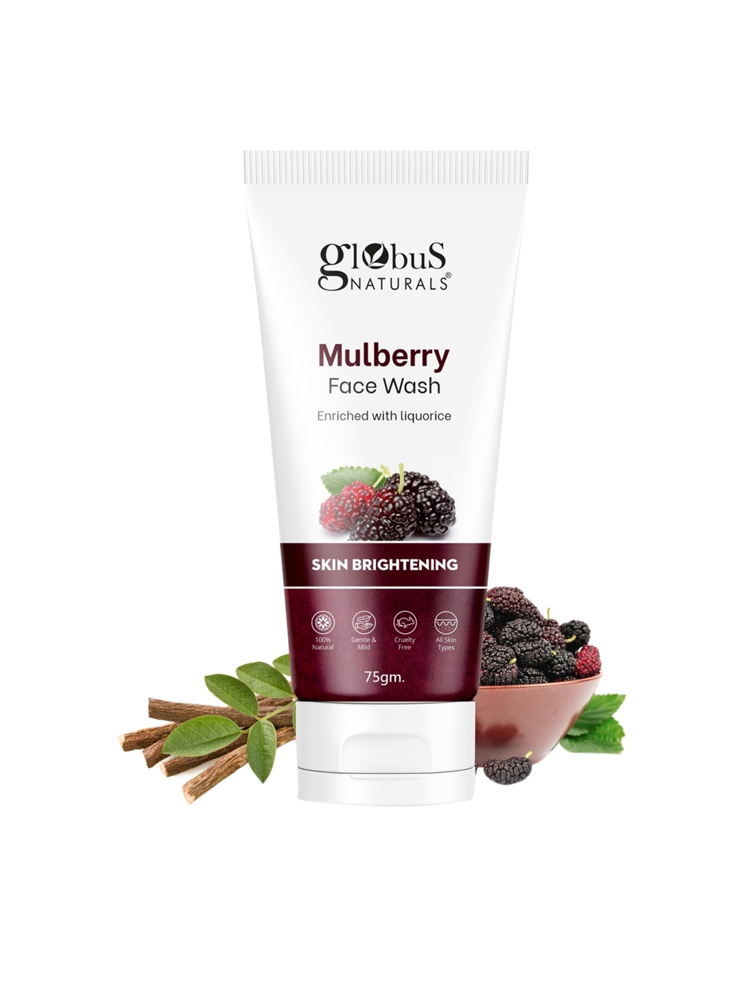 

Globus naturals Mulberry Fairness Face Wash For Even Skin Tone 75 gm, White