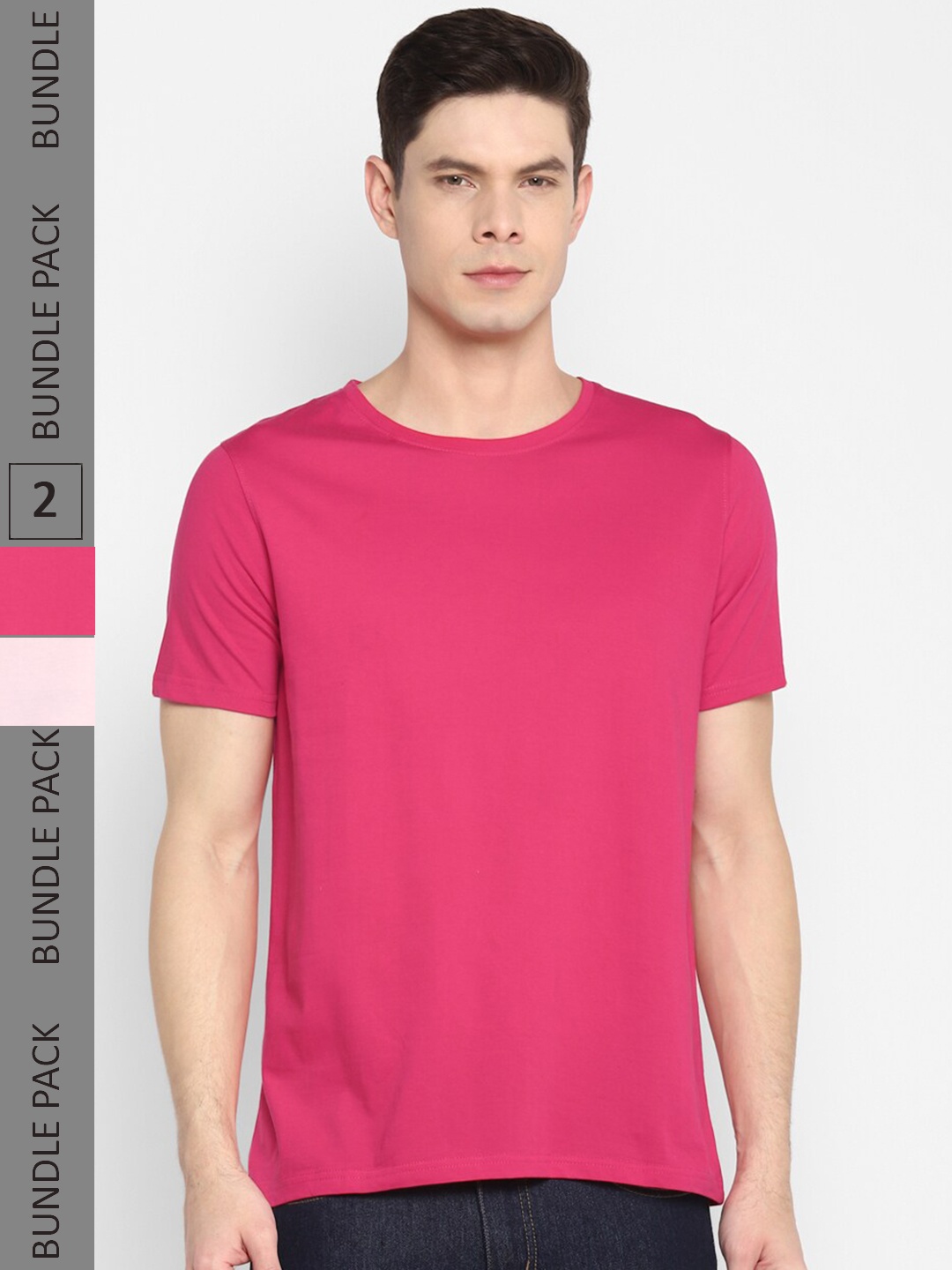 

appulse Pack Of 2 Round Neck Cotton T-shirt, Pink