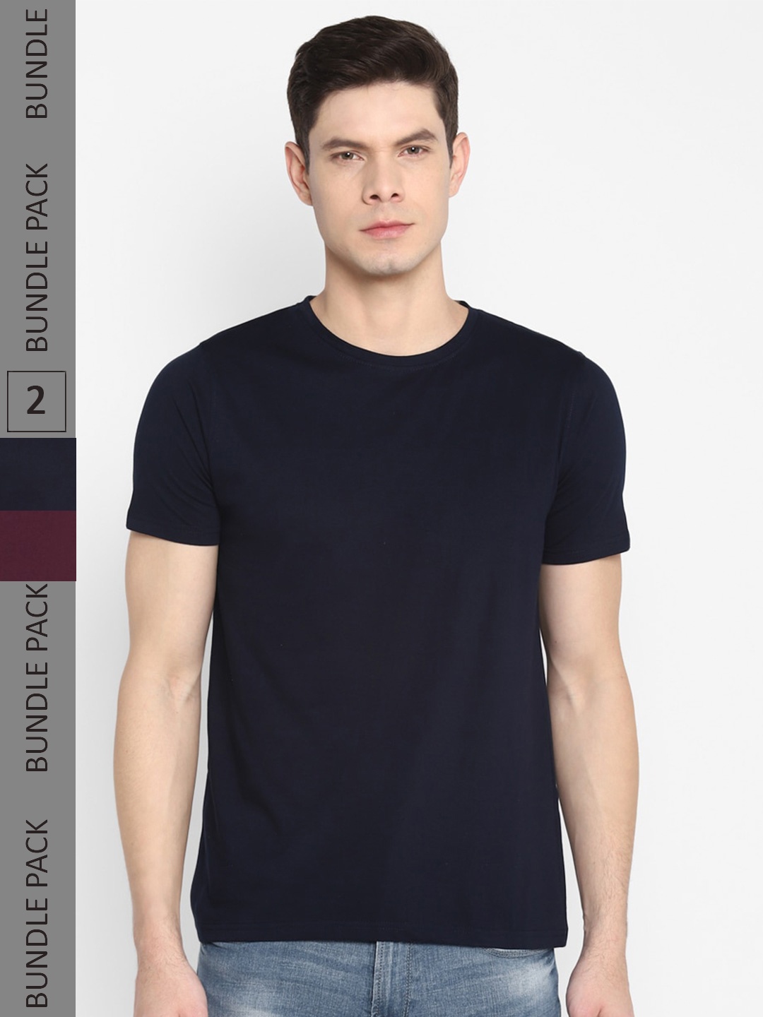 

appulse Pack of 2 Short sleeves Cotton T-shirt, Navy blue