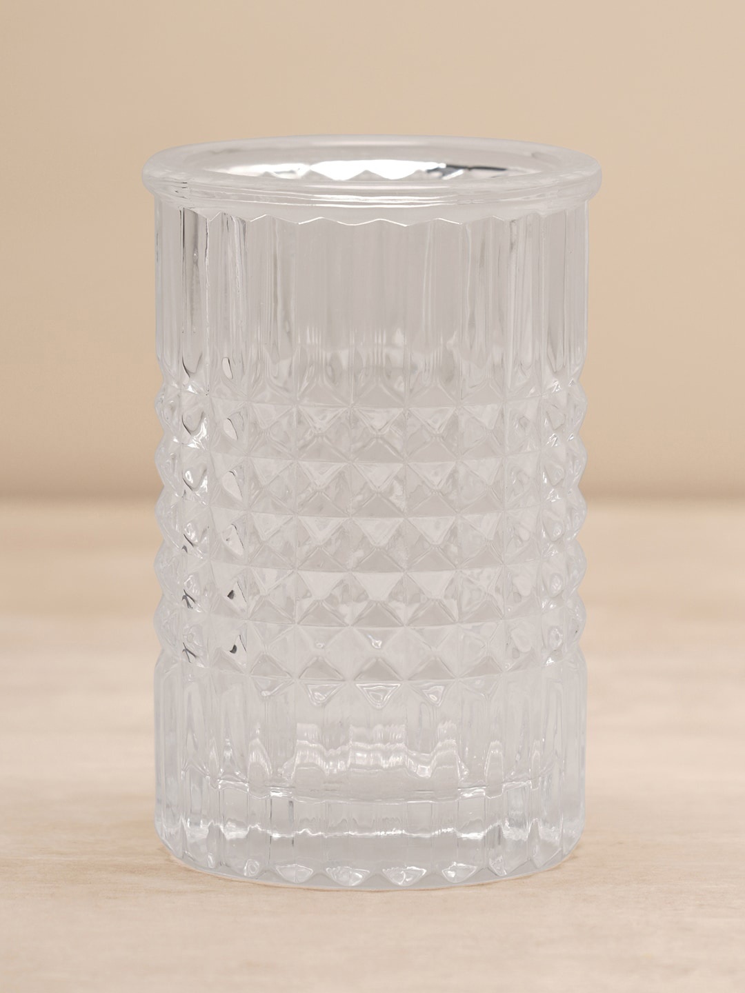 

Pure Home and Living Transparent Clear Diamond Texture Glass Toothbrush Holder