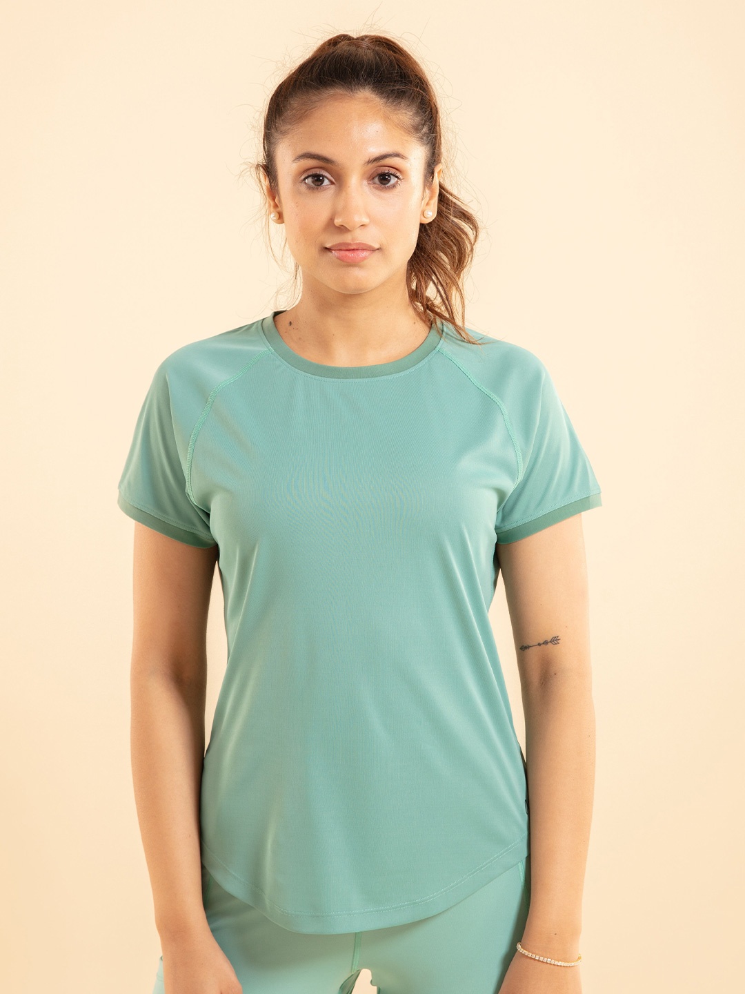 

Nykd Women All Day Raglan Sleeves Cotton Active T-shirt, Turquoise blue
