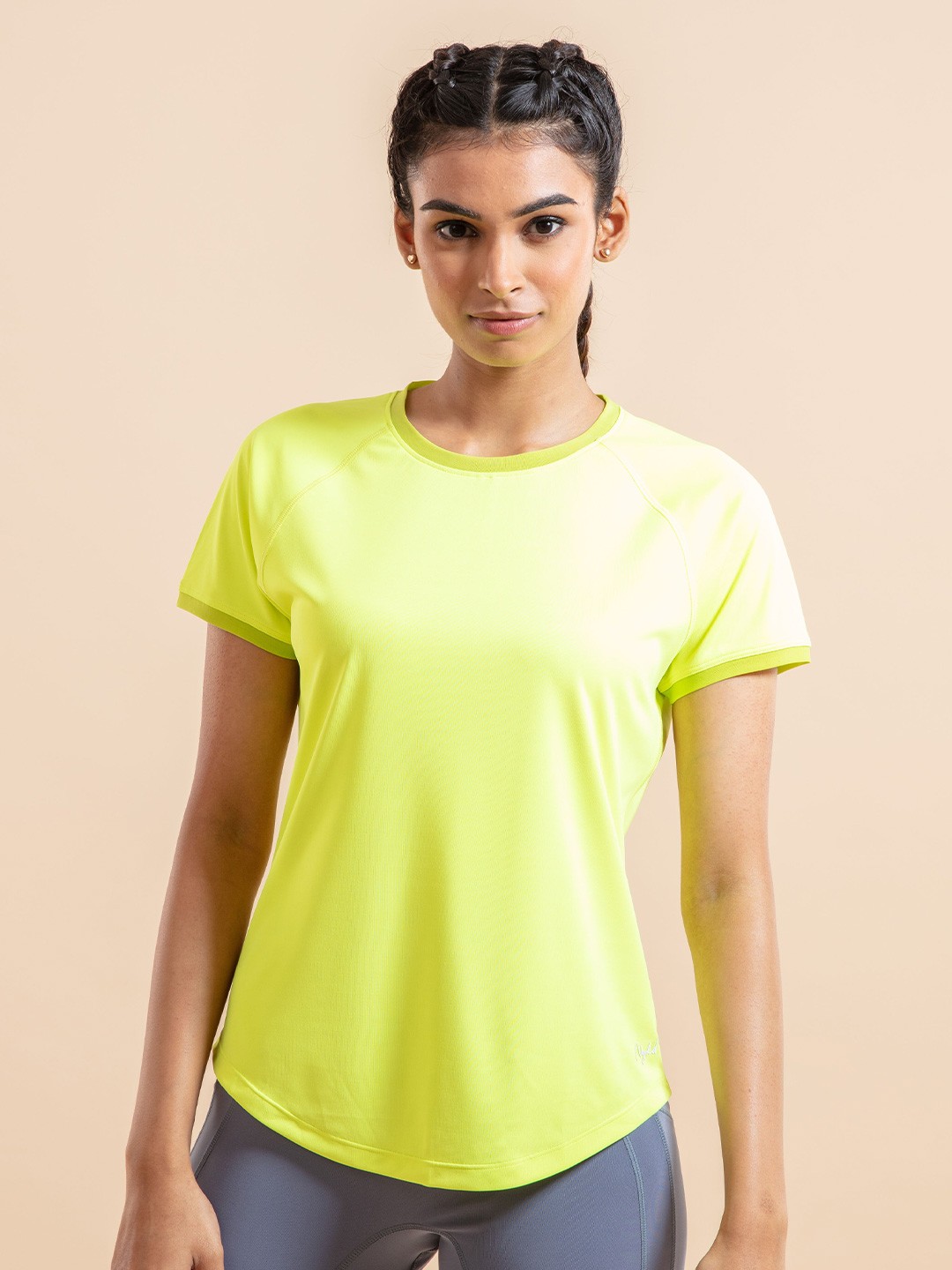 

Nykd Women Raglan Sleeves Active Sports Quick Dry T-shirt, Yellow