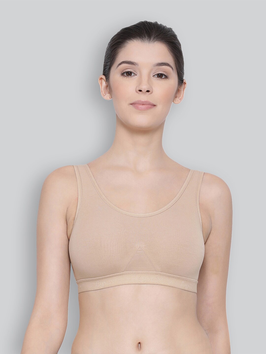 

LYRA Cotton Sweat Absorbent Stretchable Sports Bra, Beige