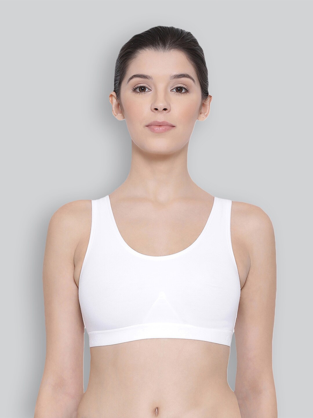 

LYRA White Combed Cotton Sweat Absorbent Stretchable Sports Bra