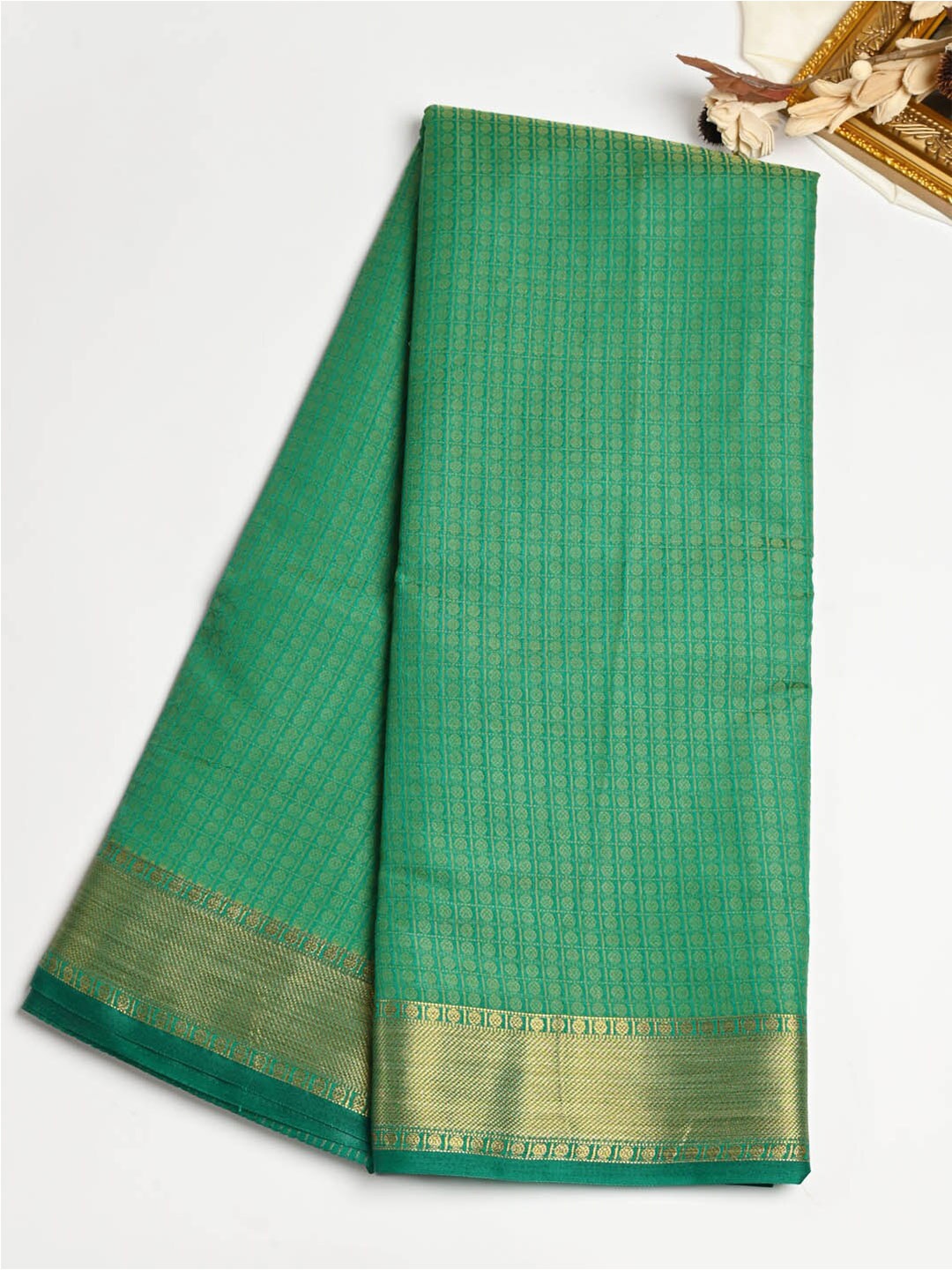 

Meena Bazaar Woven Design Zari Art Silk Saree, Green