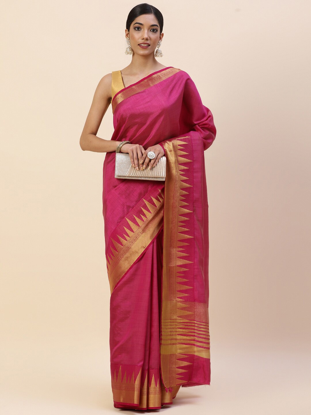 

Meena Bazaar Zari Art Silk Saree, Burgundy