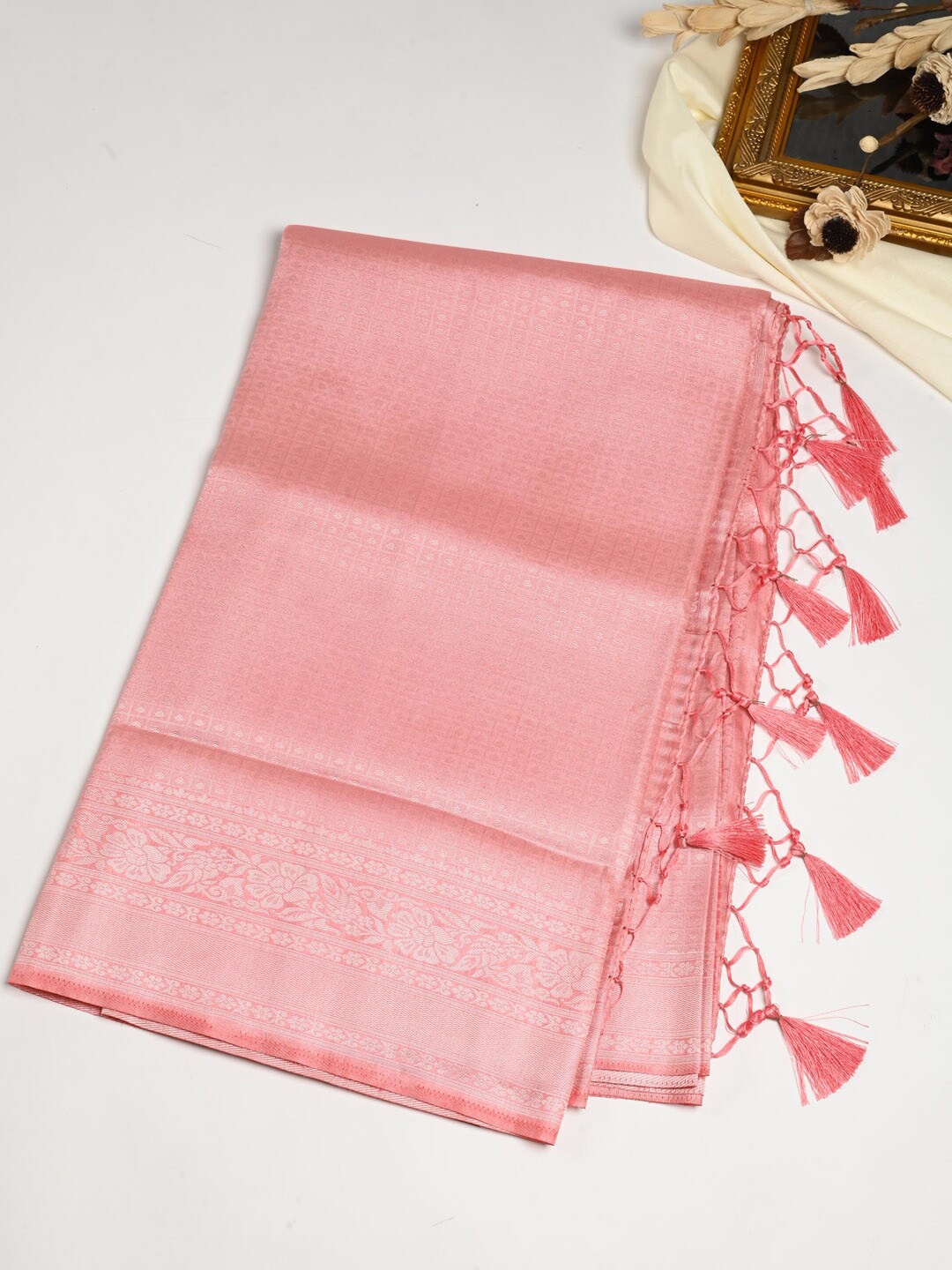 

Meena Bazaar Pink Woven Design Zari Art Silk Saree