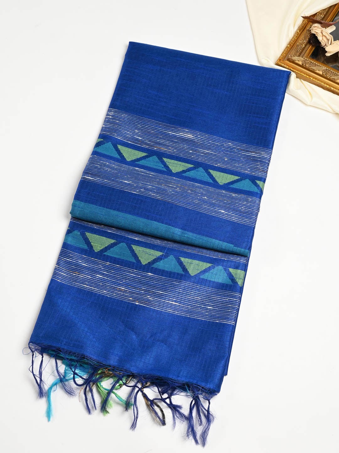 

Meena Bazaar Striped Woven Design Zari Art Silk Saree, Blue