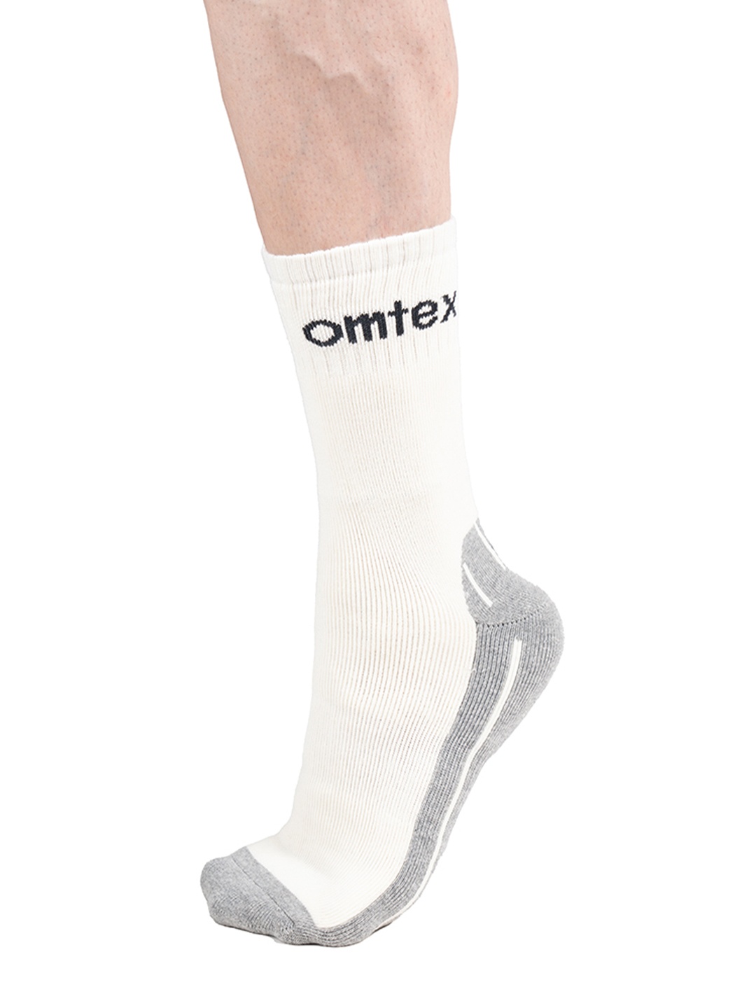 

Omtex Men Pack Of 2 Patterned Cotton Calf Length Socks, Off white