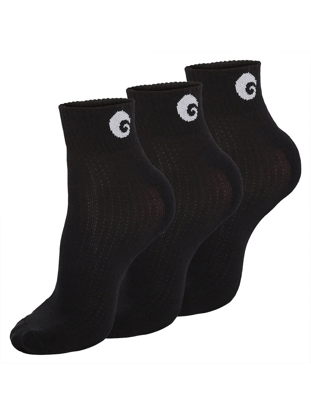 

Omtex Men Pack Of 3 Cotton Ankle Length Socks, Black