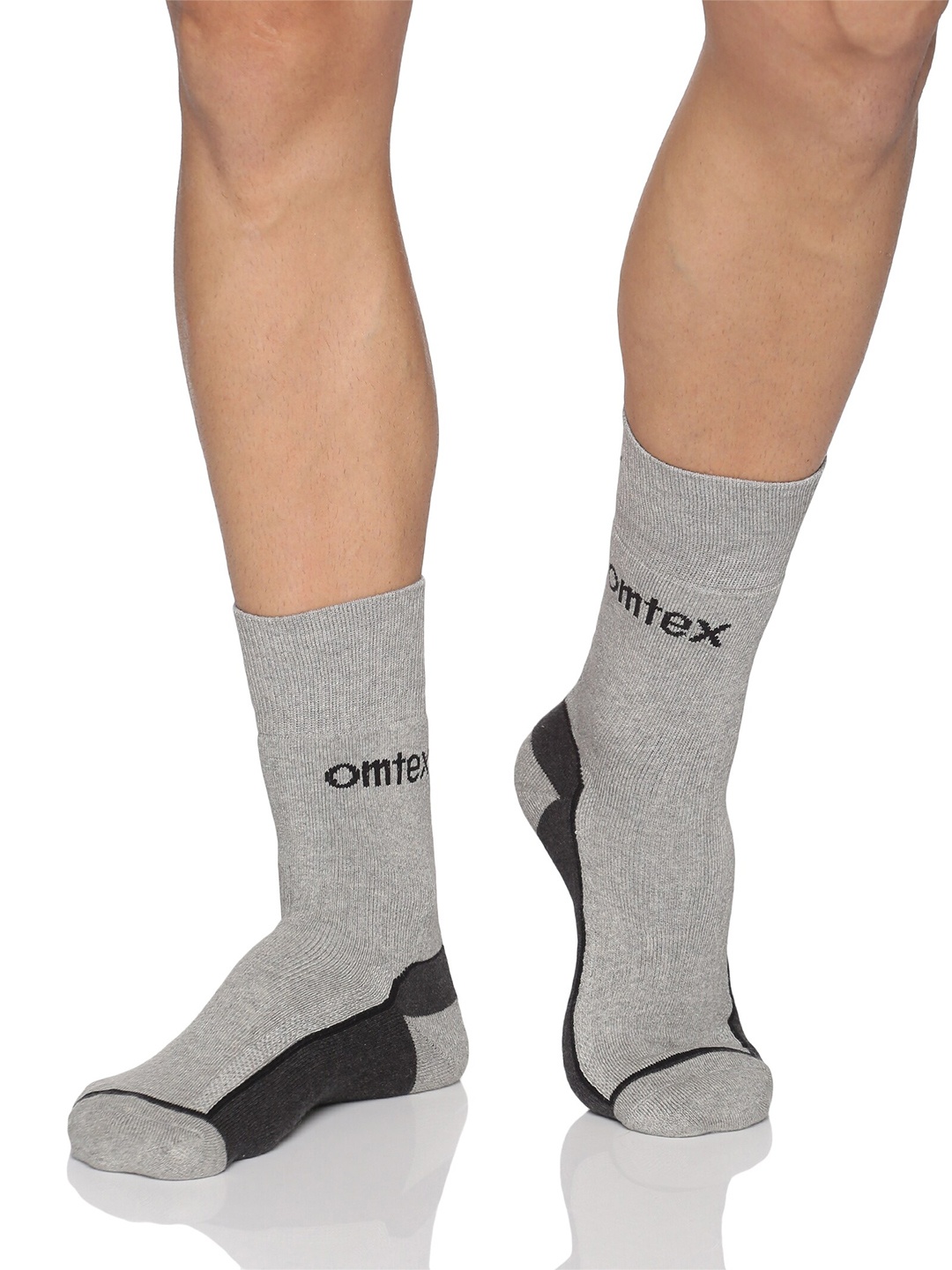 

Omtex Men Pack Of 2 Patterned Cotton Calf Length Socks, Black