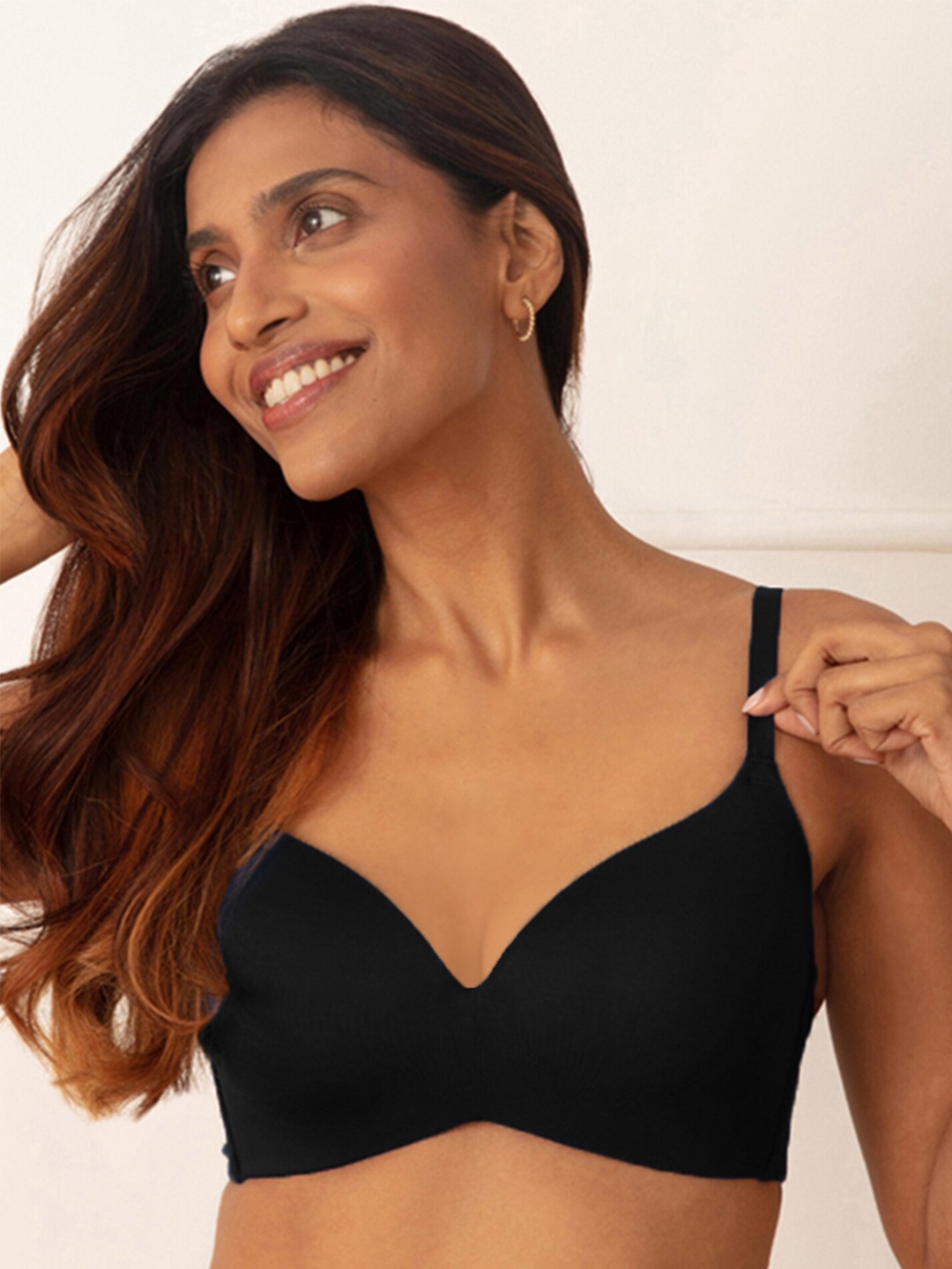 

Nykd by Nykaa Super Soft Luxe Modal Padded Non Wired 3/4th Coverage T-Shirt Bra NYB013, Black