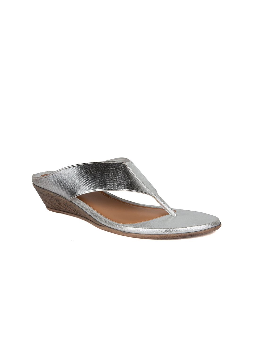 

SOLES Textured Open Toe Wedges, Silver