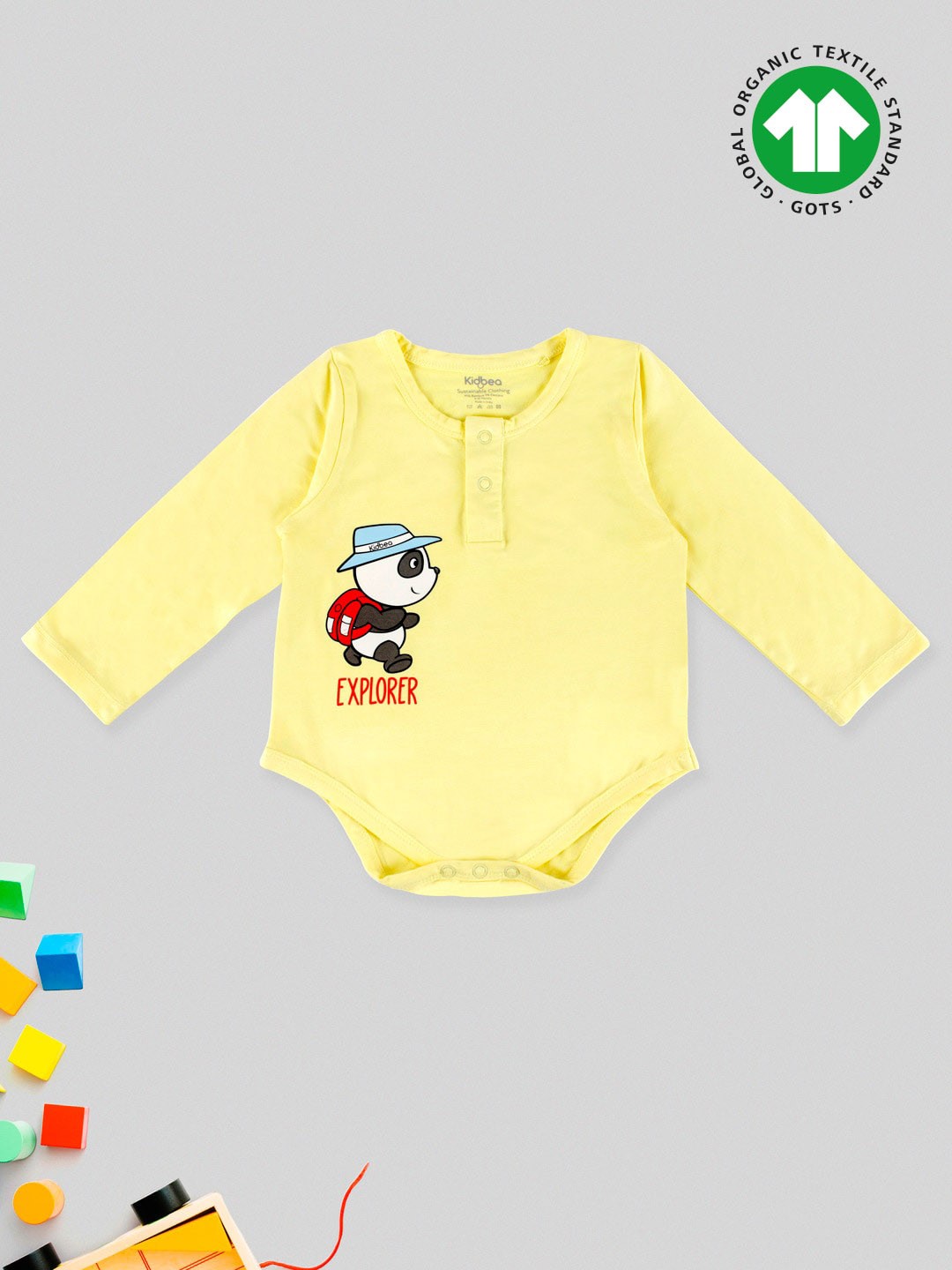 

Kidbea Infant Boys Printed Organic Cotton Rompers, Yellow