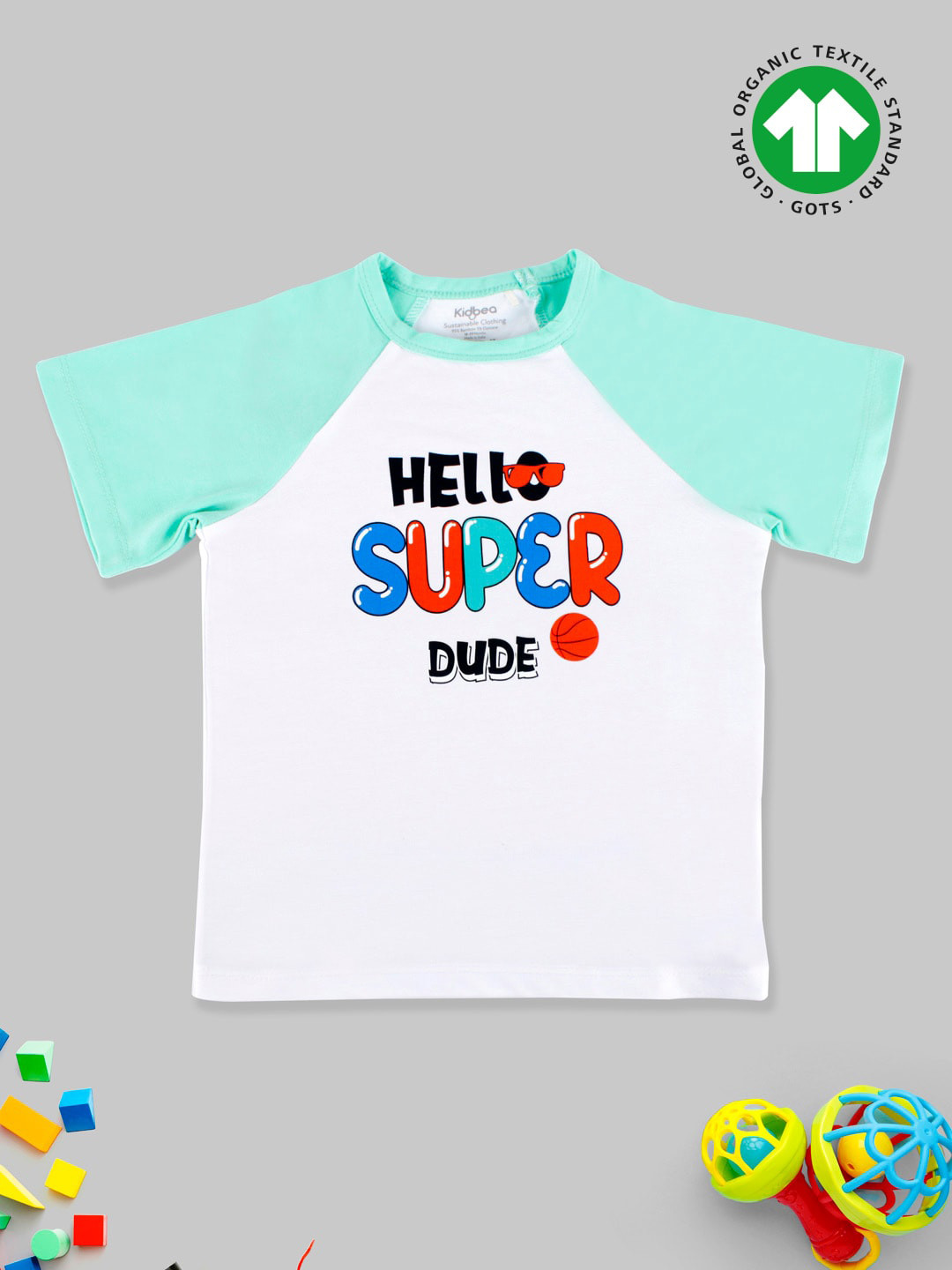 

Kidbea Boys Typography Printed Raglan Sleeves Bamboo T-shirt, Green