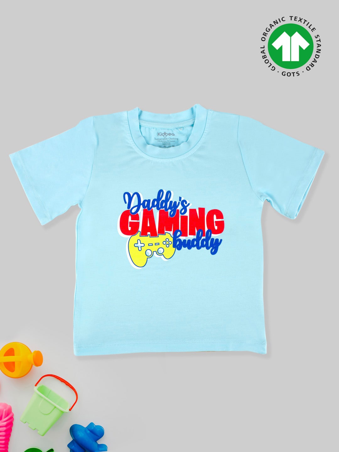 Kidbea Boys Typography Printed Bamboo T-shirt, Blue