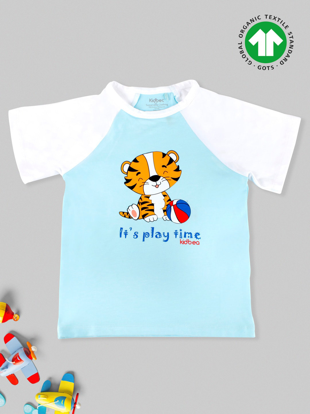 

Kidbea Boys Blue Typography Printed Bamboo T-shirt