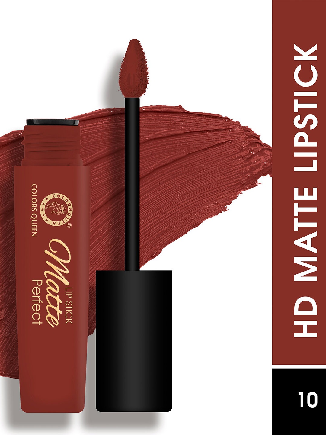 

Colors Queen HD Matte Perfect 12 Hour Stay Waterproof Liquid Lipstick 3ml - Brick Red 10, Rust