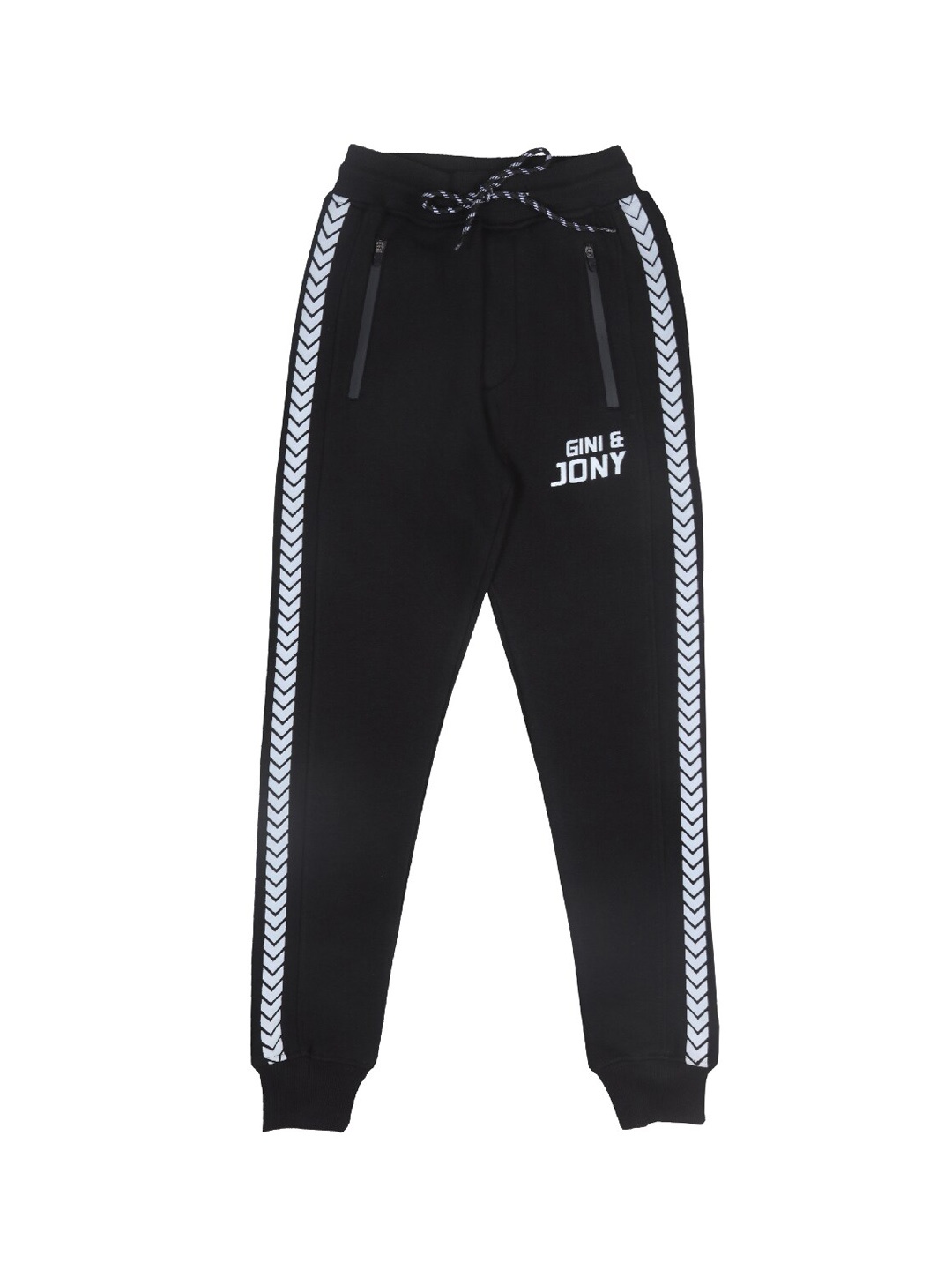 

Gini and Jony Boys Side Panel Detail Cotton Joggers, Black