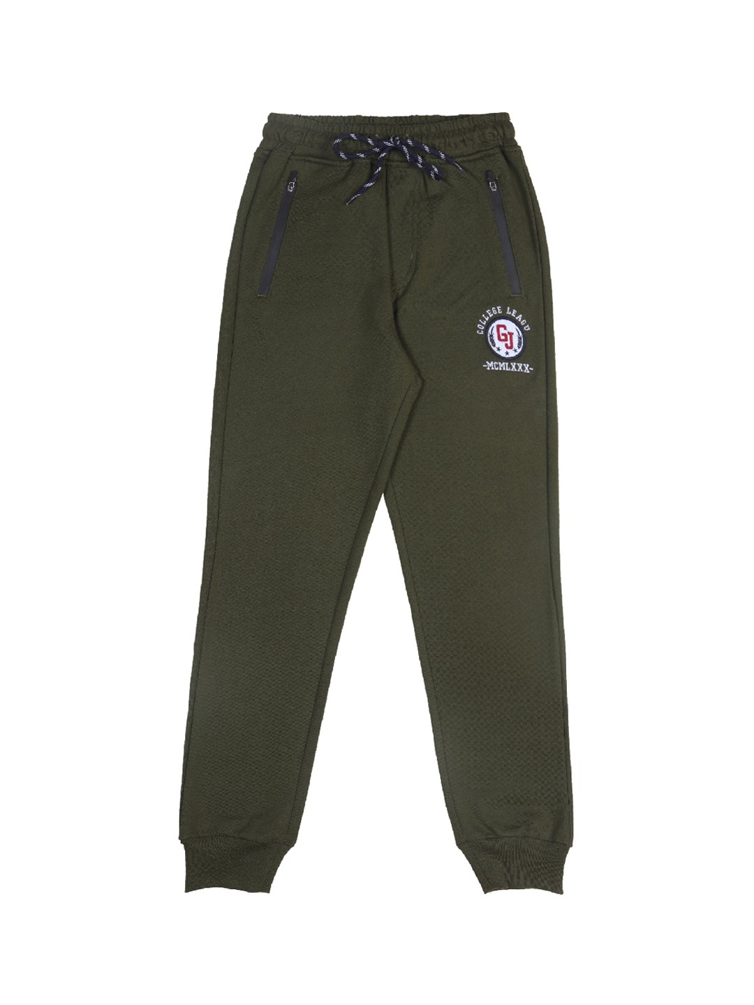 

Gini and Jony Boys Brand Logo Embroidered Regular Fit Pure Cotton Joggers, Olive