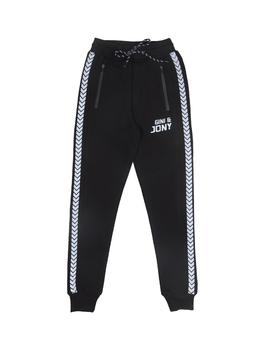 

Gini and Jony Boys Side Panel Detail Cotton Joggers, Black