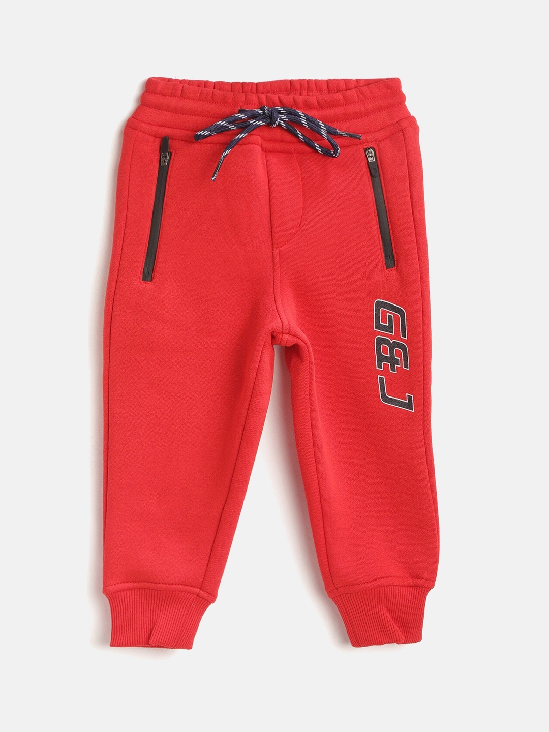 

Gini and Jony Boys Brand Logo Printed Fleece Joggers, Red