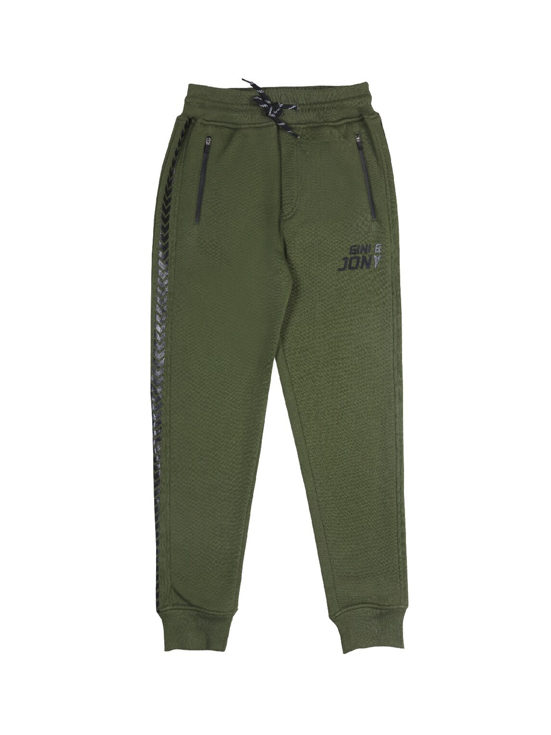 

Gini and Jony Boys Side Zipper Pockets Elasticated Fleece Jogger, Olive