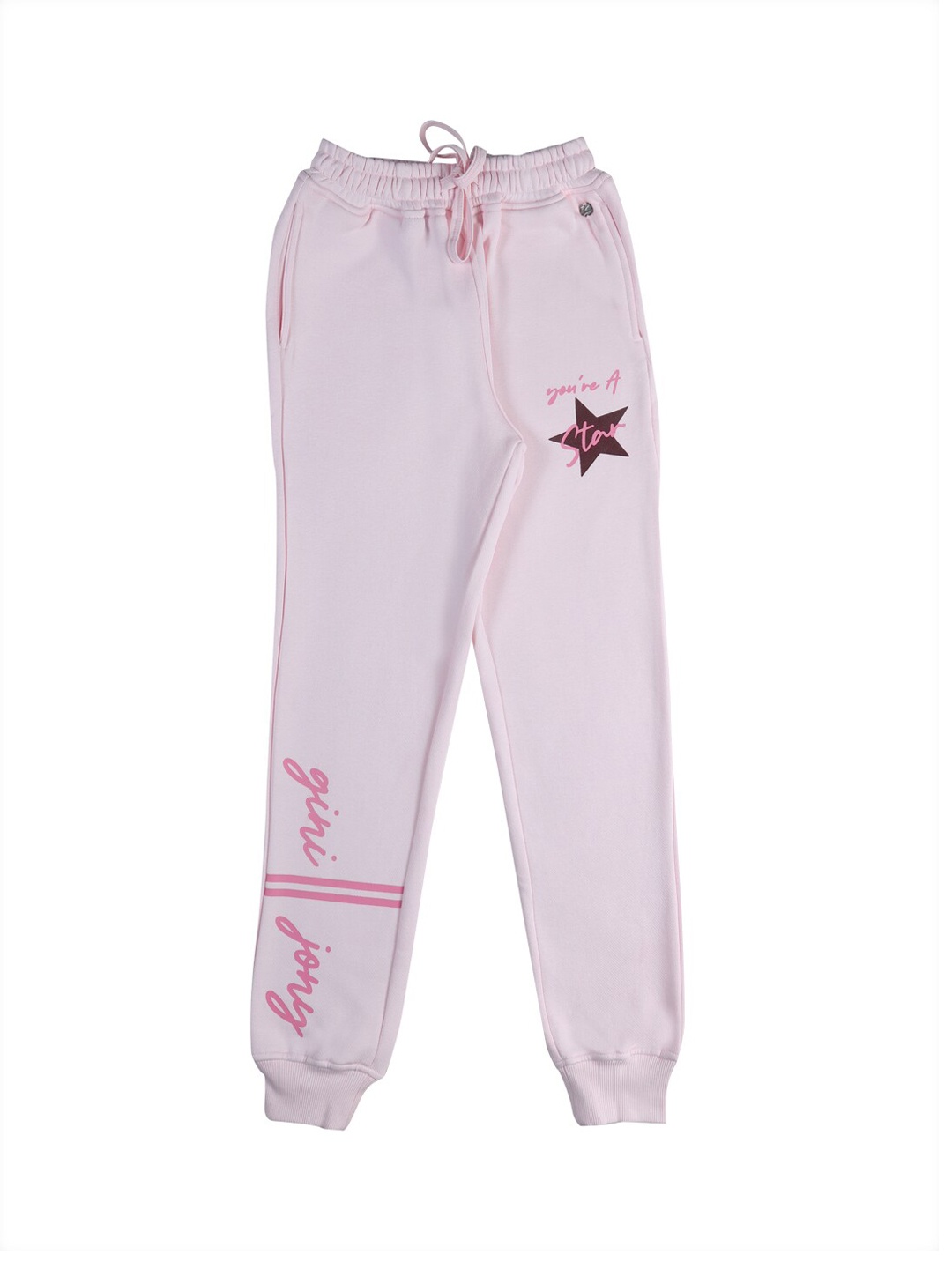 

Gini and Jony Girls Printed Cotton Elasticated Sports Joggers, Pink