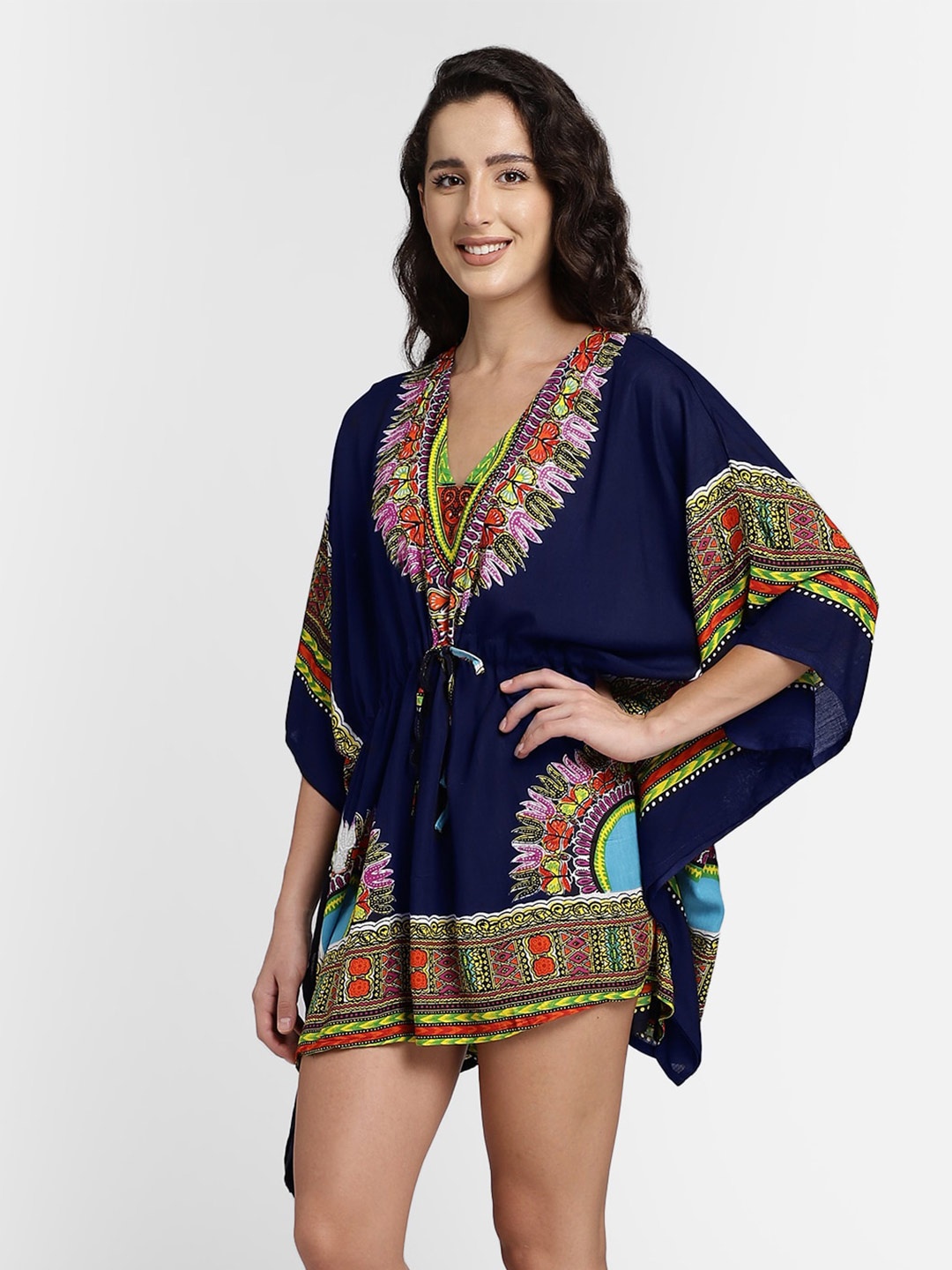 

Aditi Wasan Blue Floral Chiffon Ethnic Kaftan Dress