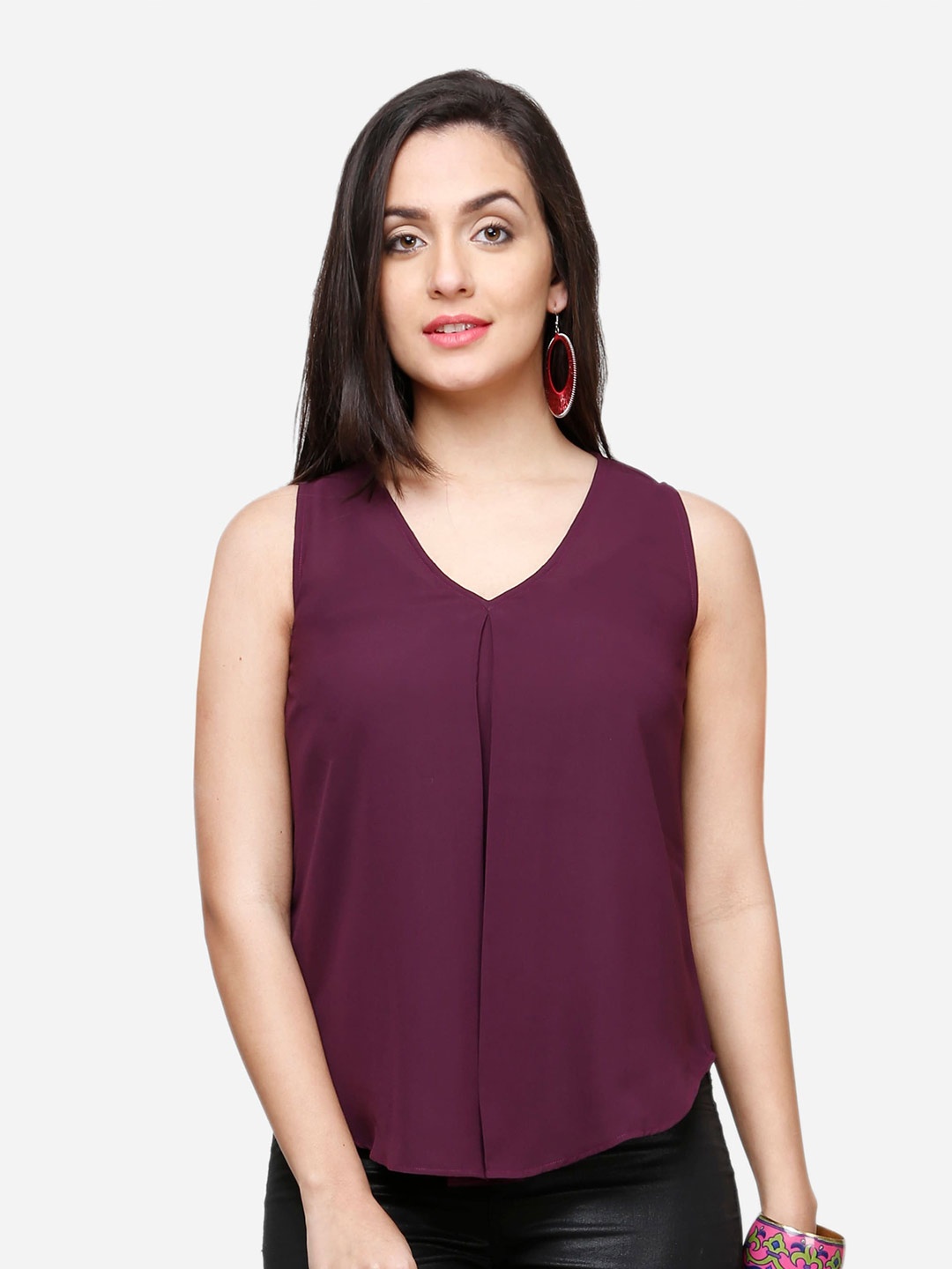 V&M Pleated Crepe Top, Purple