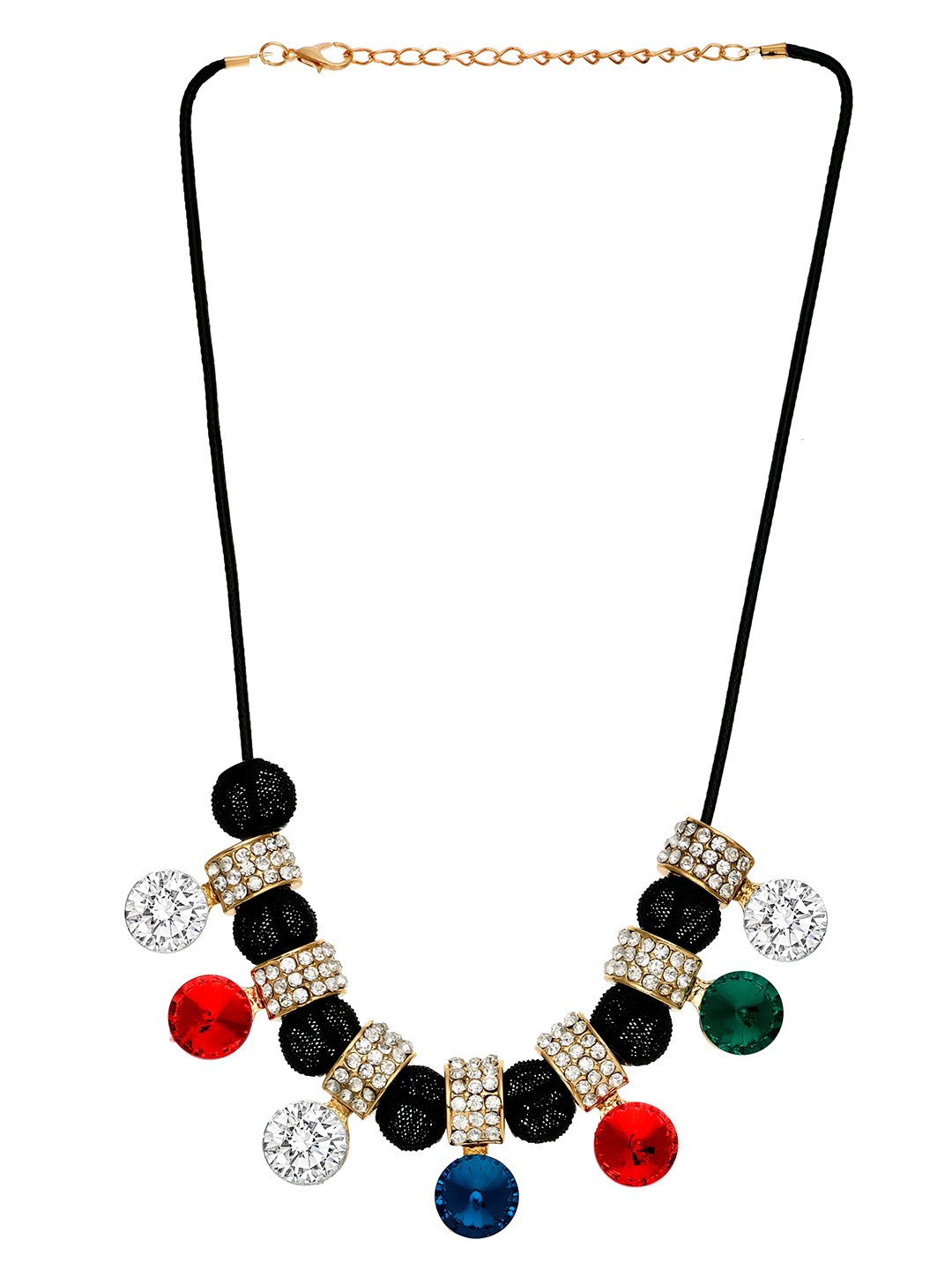 

AQUASTREET Gold Plated Stone Studded Necklace, Black