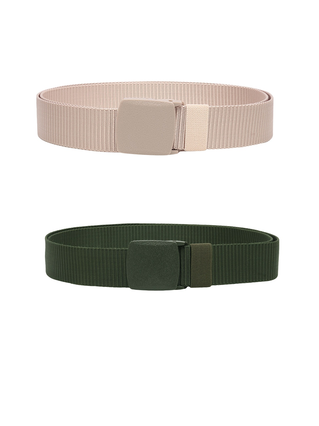 

ZORO Men Set Of 2 Textured Interlock Wide Belt, Cream