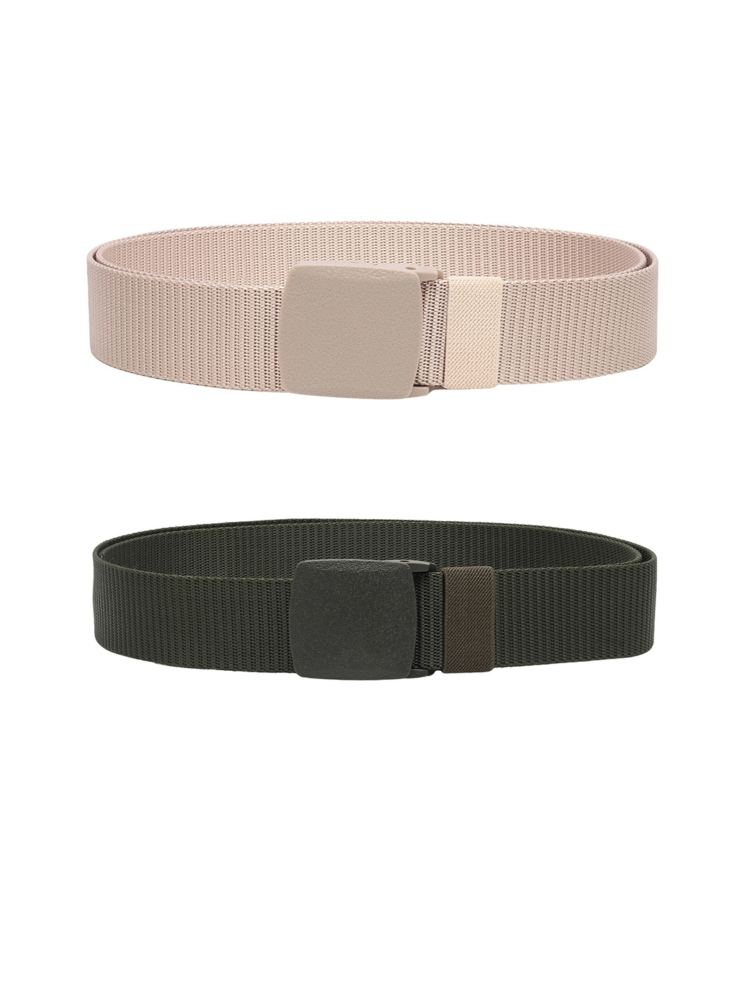 

ZORO Men Pack Of 2 Textured Slider Buckle Belt, Black